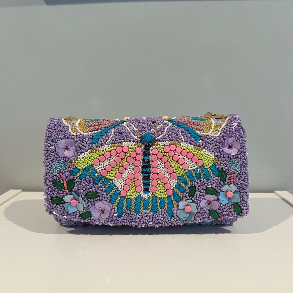 Embellished Purple Butterfly Clutch